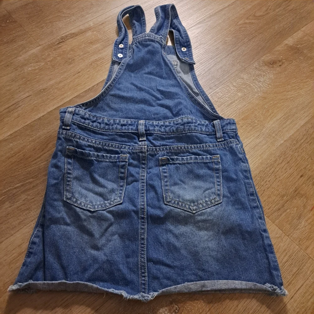The Children's Place Blue Denim Dress Pockets Kids Overalls Size 8